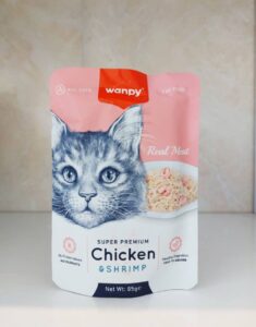 پوچ گربه سوپر پرمیوم ونپی طعم مرغ و میگو